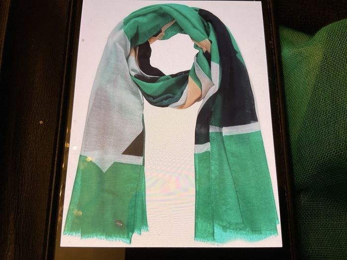 Samoon.  SALE New Scarf From Samoon In Shades Of Jade , Navy And White/ Grey. Reduced