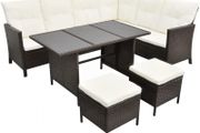 _Poly Rattan Garden Furniture 8 Seater Lounge Set Brown Dining Set