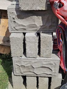 30 x 4 inch solid rock face concrete blocks