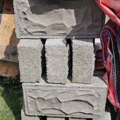 30 x 4 inch solid rock face concrete blocks