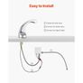 Touchless Bathroom Sink Faucet, Automatic Motion Sensor Restroom Toilet Faucet Cold Water with Hole Cover Plate, Battery Operated for 9.5 mm Pipe Commercial Lavatory,Chrome Plated Silver Image 4