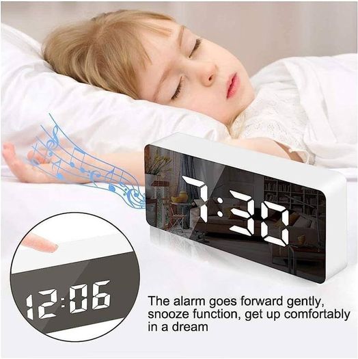 Mirror Alarm Clock, Digital Alarm Clock 3" LED Display with Light Sensing Dimming Mode, Snooze, Adjustable Brightness, Bedside Clock for Bedroom Living Room Home Decor (FREE SHIPPING)