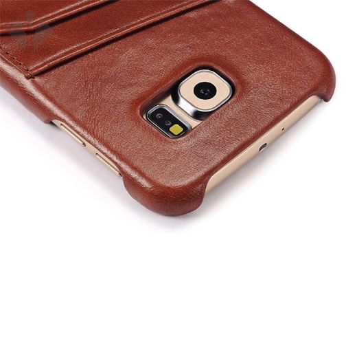 S6 Vintage Leather Back Cover With Card Slots