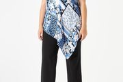 HUGO BOSS Women's Blouse Top Casanda, Open Style 981, Blue, Size EU 46 / XXL