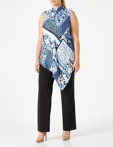 HUGO BOSS Women's Blouse Top Casanda, Open Style 981, Blue, Size EU 46 / XXL