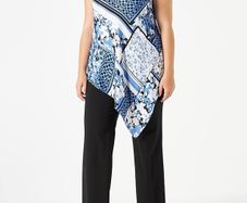 HUGO BOSS Women's Blouse Top Casanda, Open Style 981, Blue, Size EU 46 / XXL