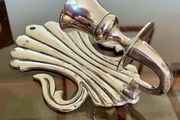 Antique Silver Colour Art Deco Style Retro Decor Scallop Shell Candle Sconce 1920s