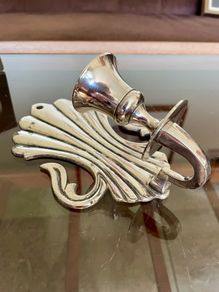 Antique Silver Colour Art Deco Style Retro Decor Scallop Shell Candle Sconce 1920s