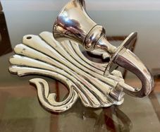 Antique Silver Colour Art Deco Style Retro Decor Scallop Shell Candle Sconce 1920s