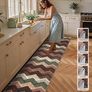Runner Rugs for Hallway Non Slip 60x300cm, Geometric Washable Kitchen Carpet Runner, Bohemian Long Hall Rug for Entryway Bedroom Laundry Living Room, Low Pile Non Shedding, Brown Green Image 2