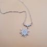 925 Sterling Silver Sparkling Sunburst Pendant Necklace with CZ Stones Elegant Radiant Star Design Image 5