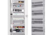 1-Pack Over Door Organizer with 5 Large Pockets 10 Mesh Side Pockets, 44 lbs Weight Capacity Hanging Storage Organizer with Clear Window for Bedroom Nursery, Kids Toys, Shoes, Diapers, Grey