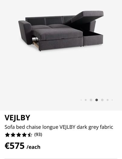 Sofa Bed Couch L shape Dark Grey