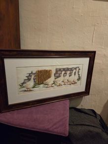 Vintage Cross Stitch "Gaggle of Geese" Framed