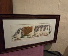 Vintage Cross Stitch "Gaggle of Geese" Framed