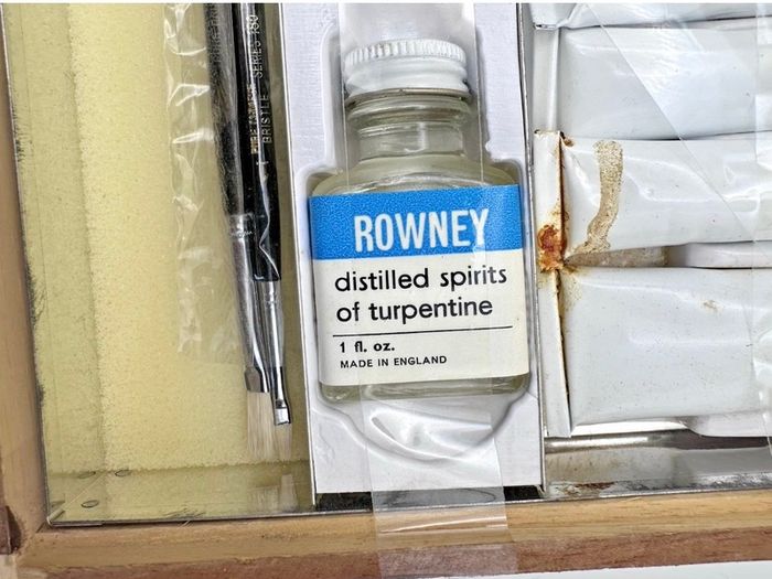 RARE Antique George Rowney No 9 Oil Colour Wooden Box Set - 1950s/60s Artist Case Prop