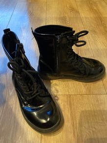 Dunnes black patent boots