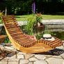 Luxury Acacia Wood Rocking Garden Lounger FSC Certified Ergonomic Relaxation Chair Image 4