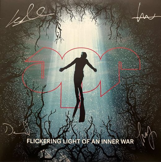 Autographed copy. A Plastic Rose - Flickering Light of an Inner War. Northern Ireland rock band. Limited edition - translucent red and blue vinyl. Like new. Bargain!