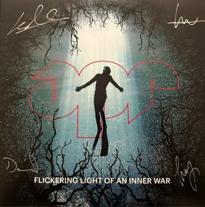 Autographed copy. A Plastic Rose - Flickering Light of an Inner War. Northern Ireland rock band. Limited edition - translucent red and blue vinyl. Like new. Bargain!