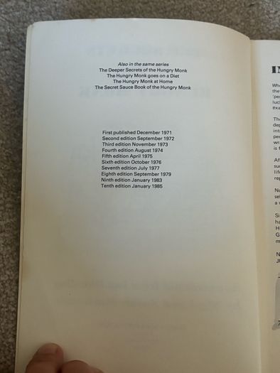 Vintage The Secrets of the Hungry Monk: A Cookery Book