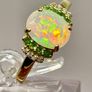 Ethiopian Opal, Tsavorite Garnet & White Zircon Ring Image 8