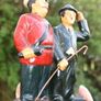 Charlie Chaplin Arrested by Policeman Chalkware Statue Figure - Vintage 6,4" Image 5