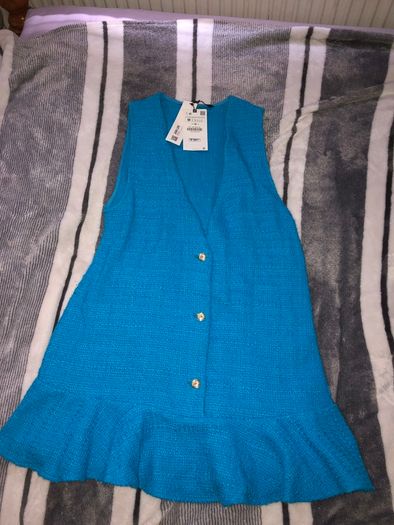 Textured ruffled pinafore dress