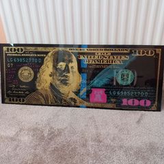 Large Tempered Glass 100 dollar Bill Wall Art Timothy Geithner Series Mint Condition