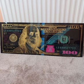 Large Tempered Glass 100 dollar Bill Wall Art Timothy Geithner Series Mint Condition