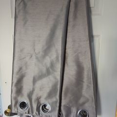 Silver Grey Satin Curtains (lined)