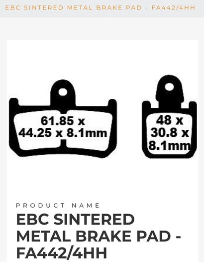 Ebc Sintered Metal Brake Pad - Fa442/4hh  Yamaha