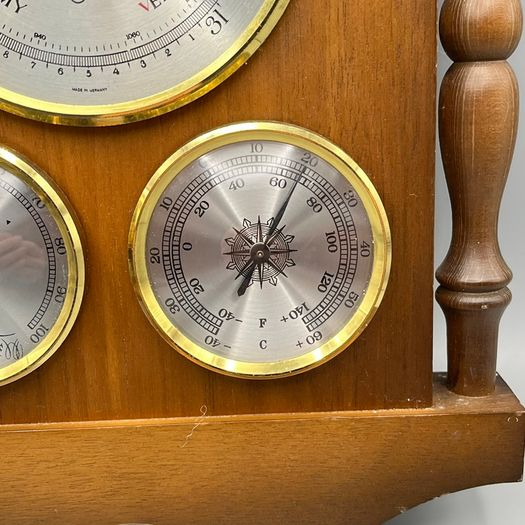 Vintage Barigo Oak Weather Station Hygrometer Barometer Thermometer Germany