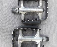 Flat bike pedals.