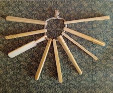 Antique Victorian Set of 9 Carved Ivory Teething Sticks