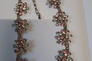 Pink and diamond flowers Necklace