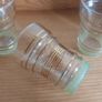 Fabulous Set of Three Vintage Retro Mid Century Modern Cocktail Tumblers or Juice Glasses with a Gilt Banding and a Band of Mint-Green Sugar Frosting, Circa 1950s Image 3