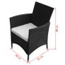 5 Piece Outdoor Dining Set with Cushions Poly Rattan Black Image 3