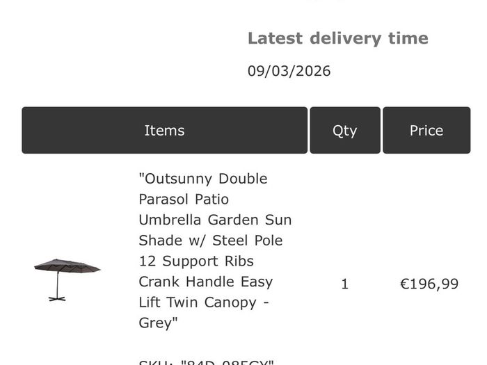 Outsunny 4.6m Garden Parasol Double-Sided Sun Canopy