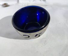Silver Plate 25 Th Anniversary With The Blue Glass Insert