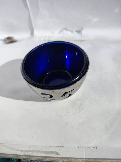 Silver Plate 25 Th Anniversary With The Blue Glass Insert