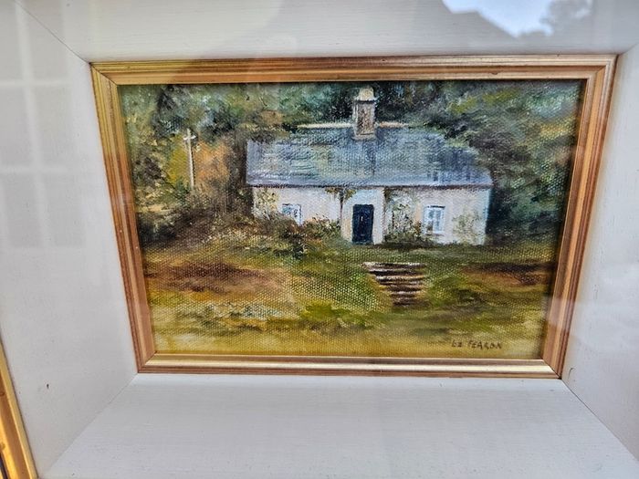 Original oil painting by Liz Fearon - likely titled "Abandoned Cottage, Killadoon"