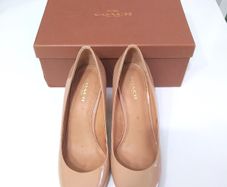 Coach Nude Patent Leather Wedges