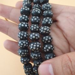 Antique Venetian Style Dotted Skunk Glass Beads Strands 10-12mm