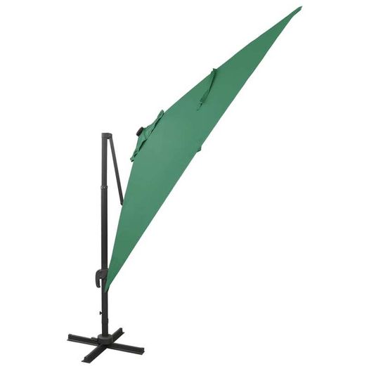 Cantilever Umbrella with Pole and LED Lights Green 300 cm