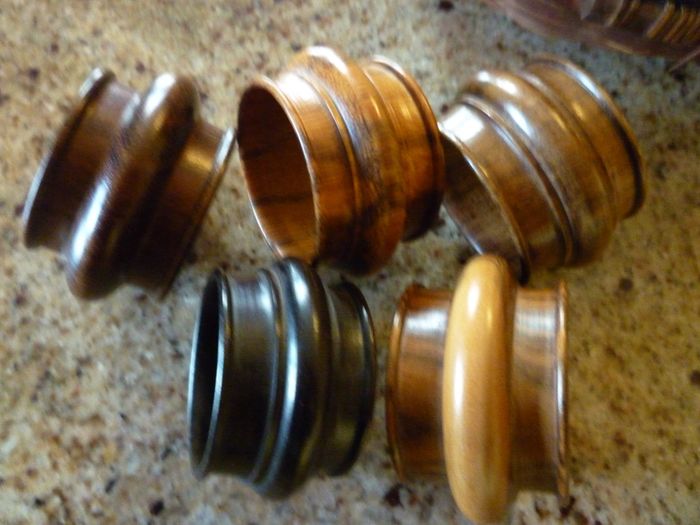 Wooden Napkin Ring holders-set Of 5 Vintage With Storage Box