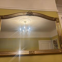 Gilt and Antique Glass Over Mantle Mirror