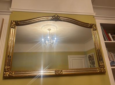 Gilt and Antique Glass Over Mantle Mirror