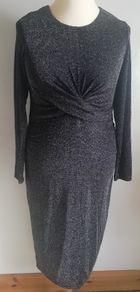 H&M MAMA Glittery Maternity Dress Black Sparkly New With Tags Lined Long Sleeves CAN POST