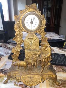 Antique French Napoleon Bronze Gilted Mantel Clock